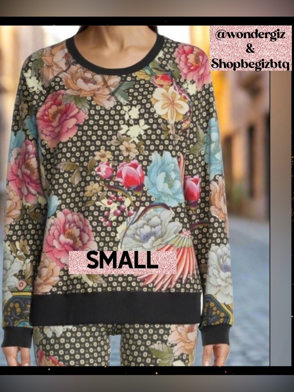 🔥🔥Johnny Was Fagan Raglan Sleeve Sweatshirt Blooms With Bright Floral Size Small